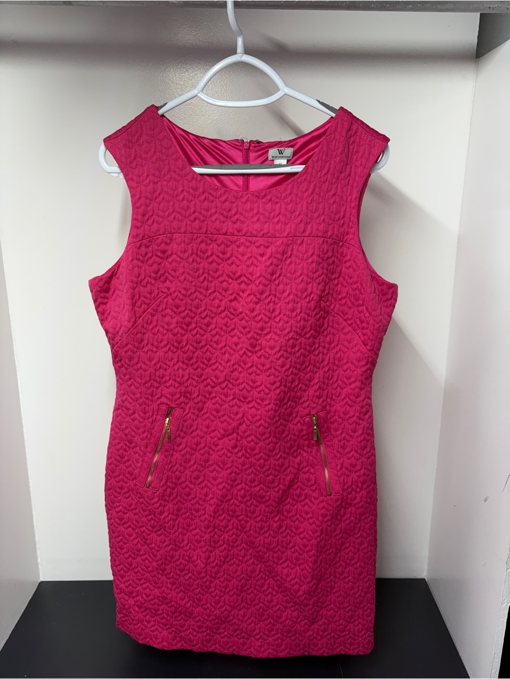Hot Pink Worthington Quilted Dress w/ Gold Colored Zippered Pockets Size 12